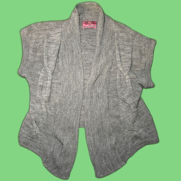 Size Small Y2K Juniors Small Grey Short Sleeve Shrug - Picture 1 of 3